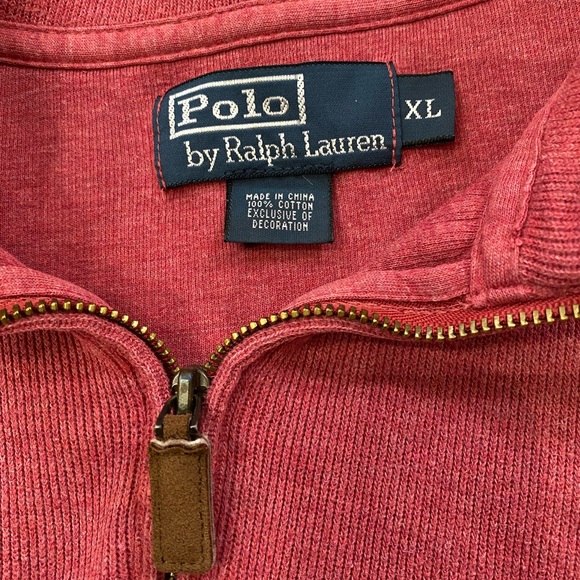 Polo by Ralph Lauren Men’s XL‎ Muted Red 100% Cotton Quarter Zip Pullover - Picture 6 of 11